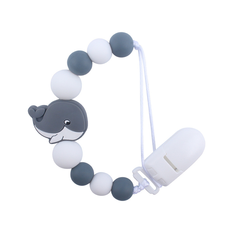 Bebés calmar la cadena de tetas creativas bebés dibujos animados animales ballenas de silicona mordida de dientes molares anti-caída cadena nueva