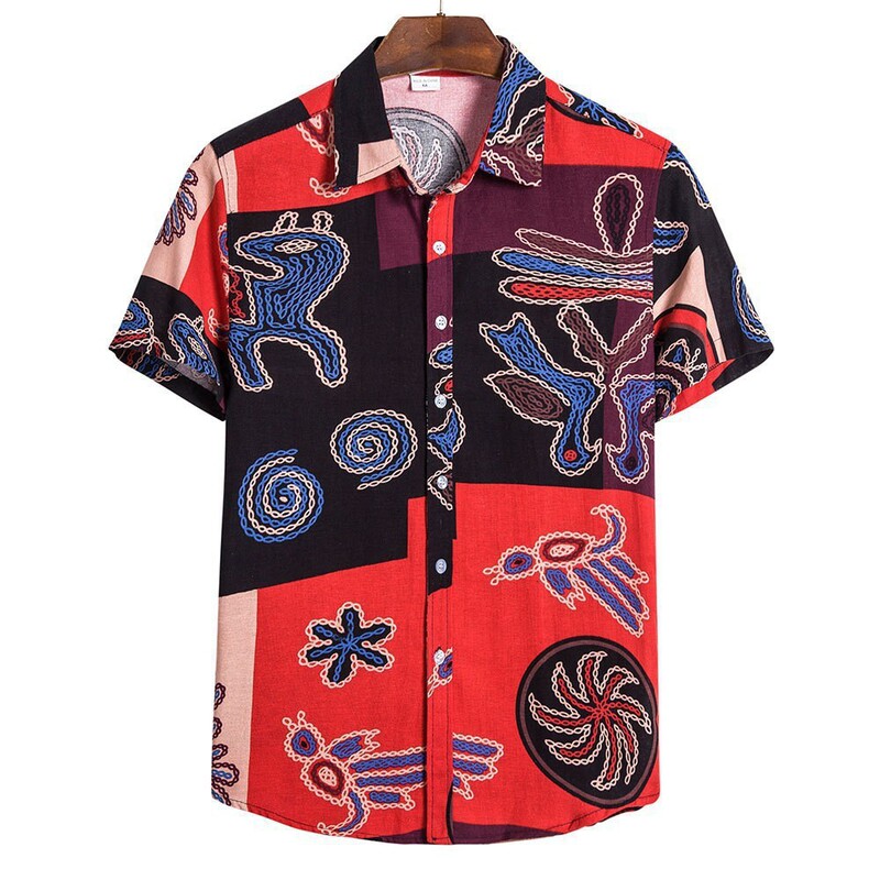 Trendy Loose-Fitting Men's Short-Sleeved Shirt 3D Digital Printed Top 26 Cross-Border Foreign Trade New European and American Short-Sleeved Shirt