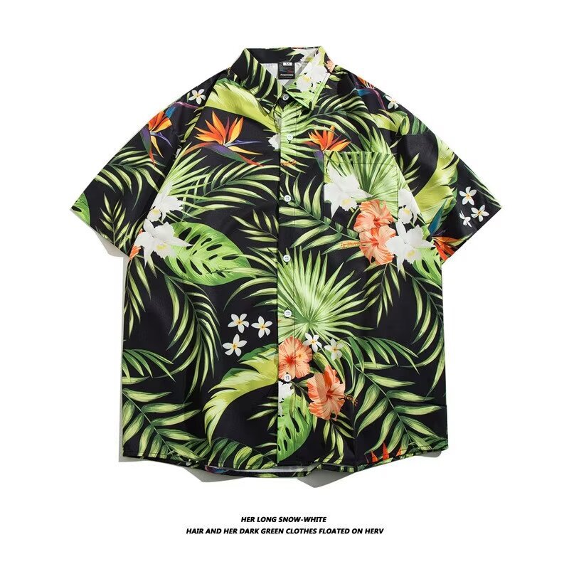 Camisa con botones de solapa suelta de manga larga de todo fósforo de la calle para hombres Venta caliente Flor colorida Impresión digital 3D