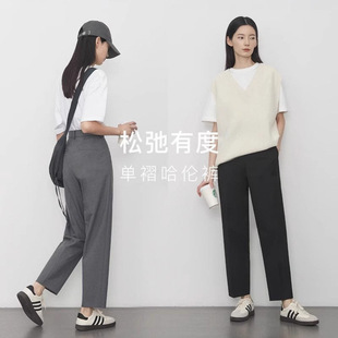 Youjia Same Style Black Cropped Suit Pants for Women 2025 Spring and Summer New Slim Cigarette Casual Pants Professional Formal Pants