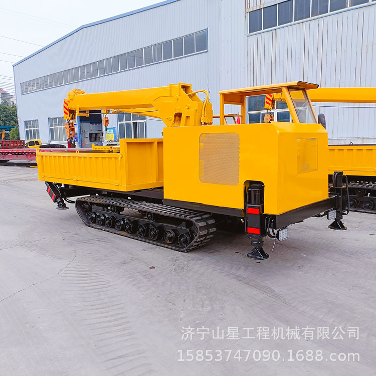 山星小型3吨履带随车吊全出臂7米起重臂吊机翻斗车厢自备吊爬爬机