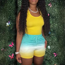 跨境欧美女装2024年夏季新款圆领套头背心短裤两件套厂家批发