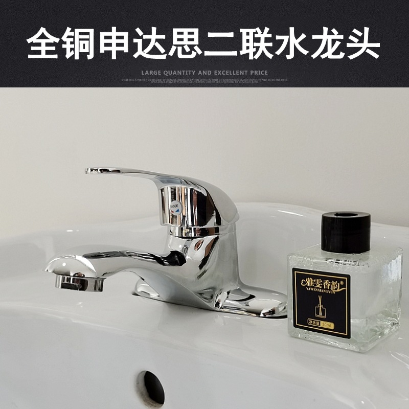 Copper shendas two-Joint Water Dragon ceramic basin hot and cold mixed faucet bathroom bathtub washbasin double faucet