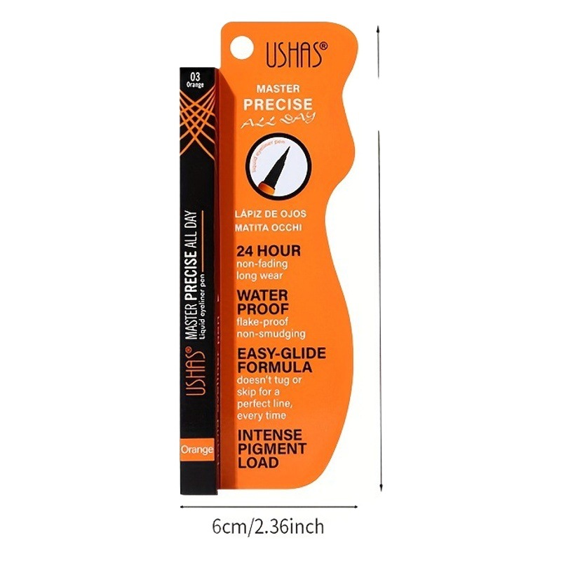 (Caja de presentación) Delineador de ojos líquido transfronterizo USHAS, impermeable y a prueba de manchas, delineador de ojos de secado rápido, desnudo y con caja