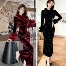 2024�ﶬ����ʽ������ӡ�����ۼӺ�tɫ�����@���B��ȹŮ������ɰ