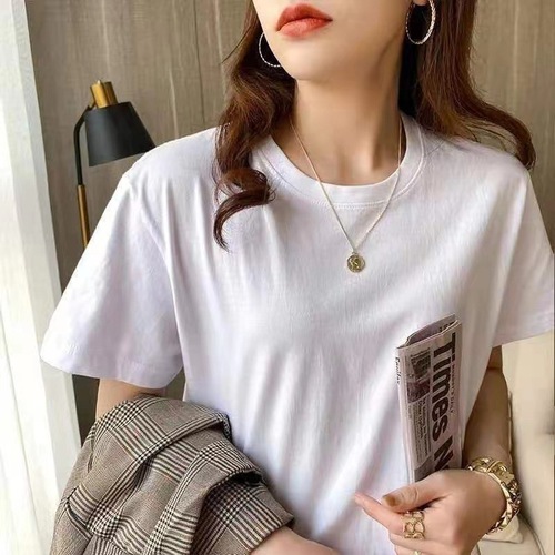  new summer solid color versatile short-sleeved men and women couples simple t-shirt half-sleeved large size t-shirt factory wholesale