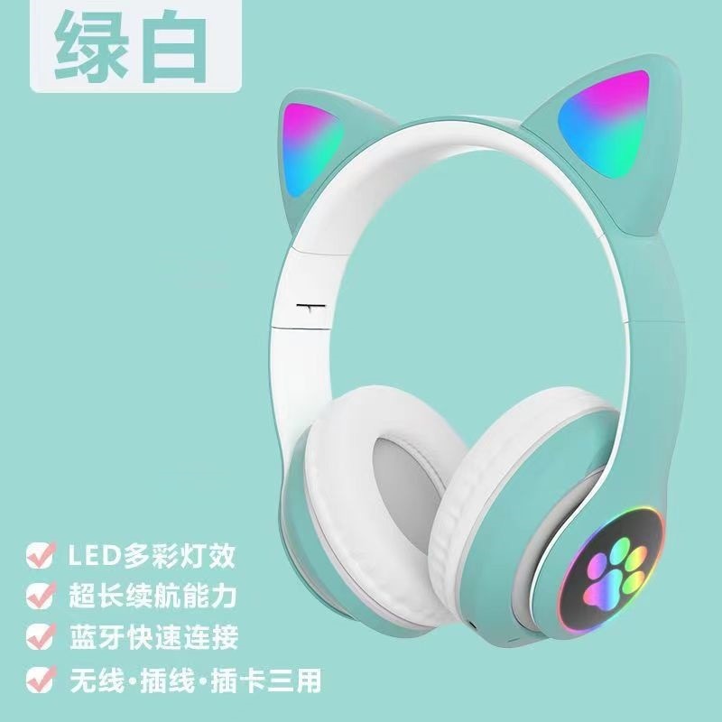 国境を越えた人気のSTN-28ヘッドマウント発光猫耳ワイヤレスBluetoothヘッドセットかわいいシリーズスポーツゲームメーカー|undefined