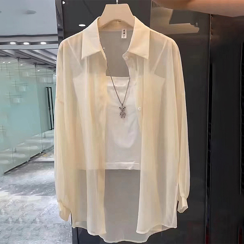 香港式の名媛風珠光紗氷糸日焼け止め女性シフォンシャツ2025夏の薄い日焼け止めカーディガンコート|undefined