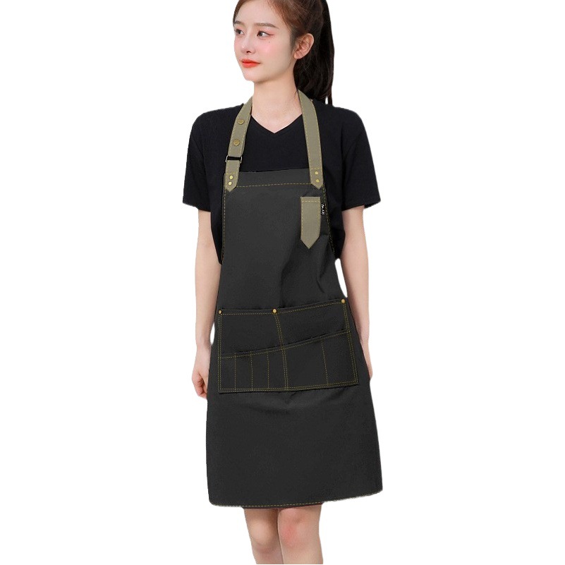 Lona impermeable a prueba de aceite delantal hombres y mujeres cocina hogar comedor camarero ropa de trabajo delantal diseño LOGO impresión