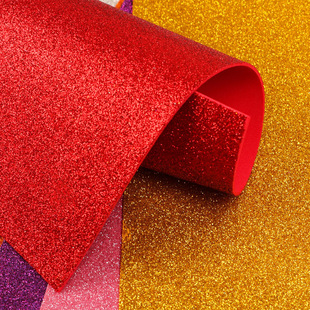 Eva Glitter Paper Colorful Kidsren's Handmade DIY Material Gold Powder with Adhesive Glossy Sponge Paper A4 Foam Sticker