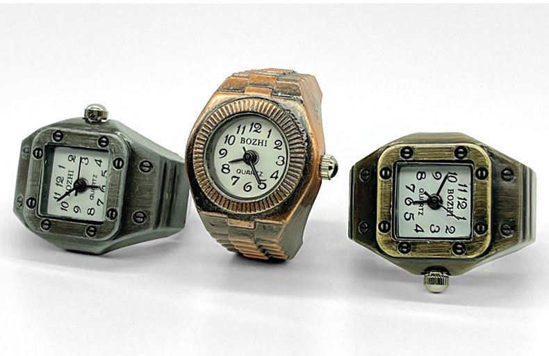 15g Weight Quartz Glass Mirror Material Retro Classic Style Geometric Quartz Watch Rings