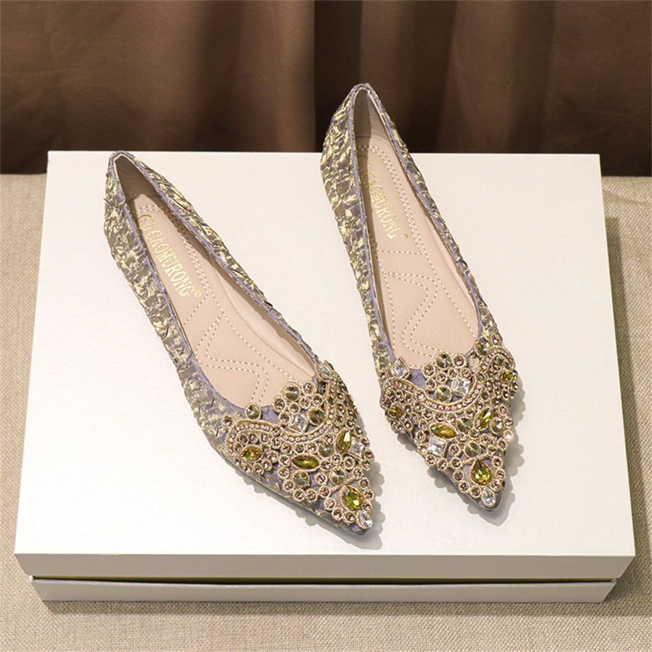 French Xiuhe Main Wedding Dress High Heels Women's Low-Heeled Crystal Shoes Silver Wedding Shoes Bridal Shoes 2025 Spring & Fall New Style