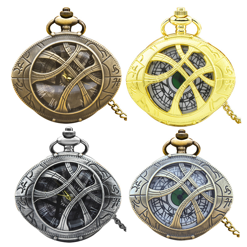 Hollow-Out Antique-Style Pocket Watch, Dr. Agomoto's Eye Theme, Wholesale Vintage Watches with Large Dial in Stock