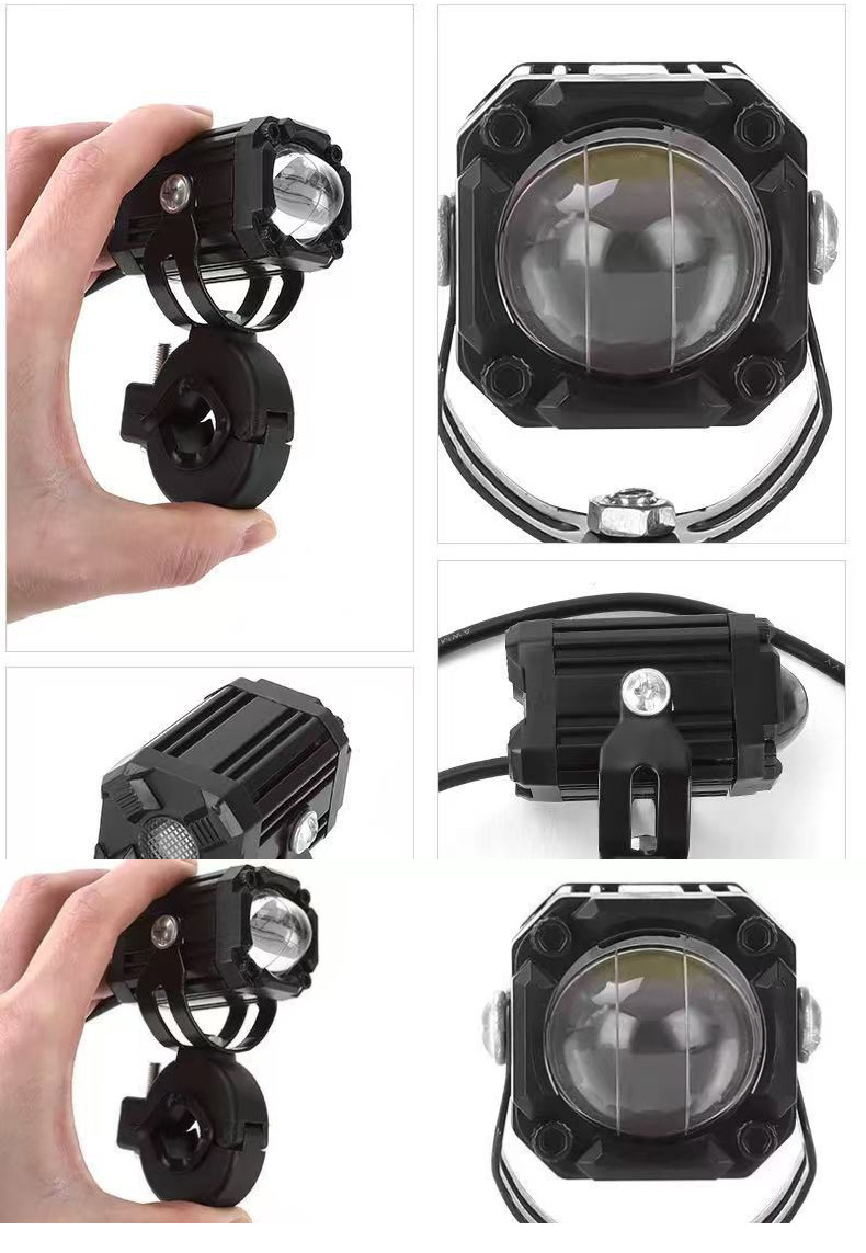 Cross-border motorcycle LED spotlights, yellow and white high/low beam auxiliary headlights for delivery electric vehicles, future demon eye lights