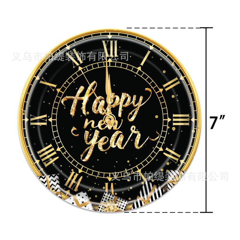 新年黒金テーマパーティー装飾用品 紙コップ 紙ナプキン テーブルクロス フラッグ 食器セット|undefined