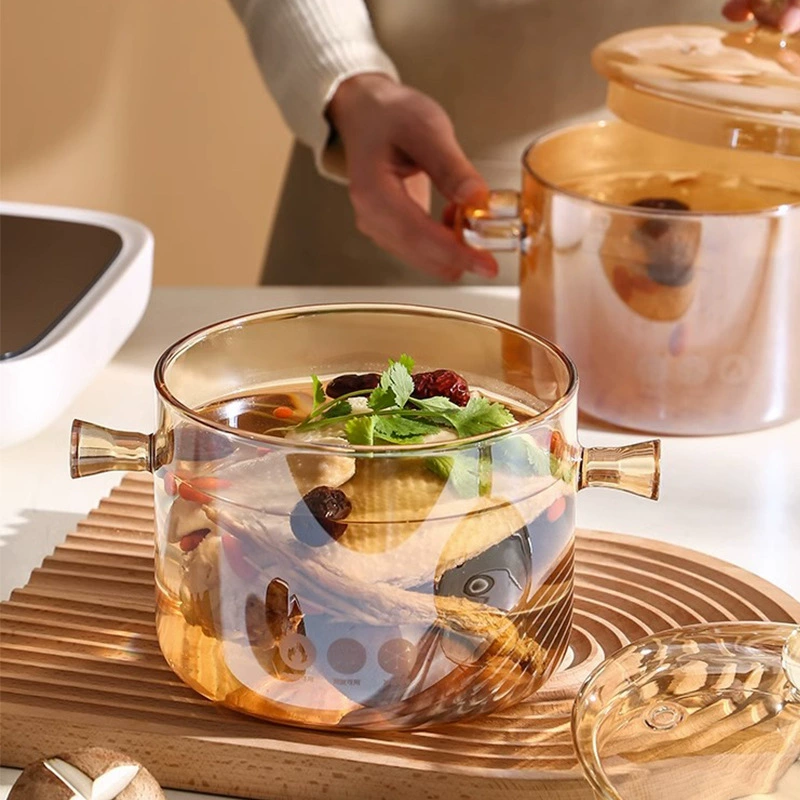 Amber Glass Stew Pot with Lid - двойной край чаши для лапши, электрический подогрев, 13,5 л/1,5 л/1,9 л