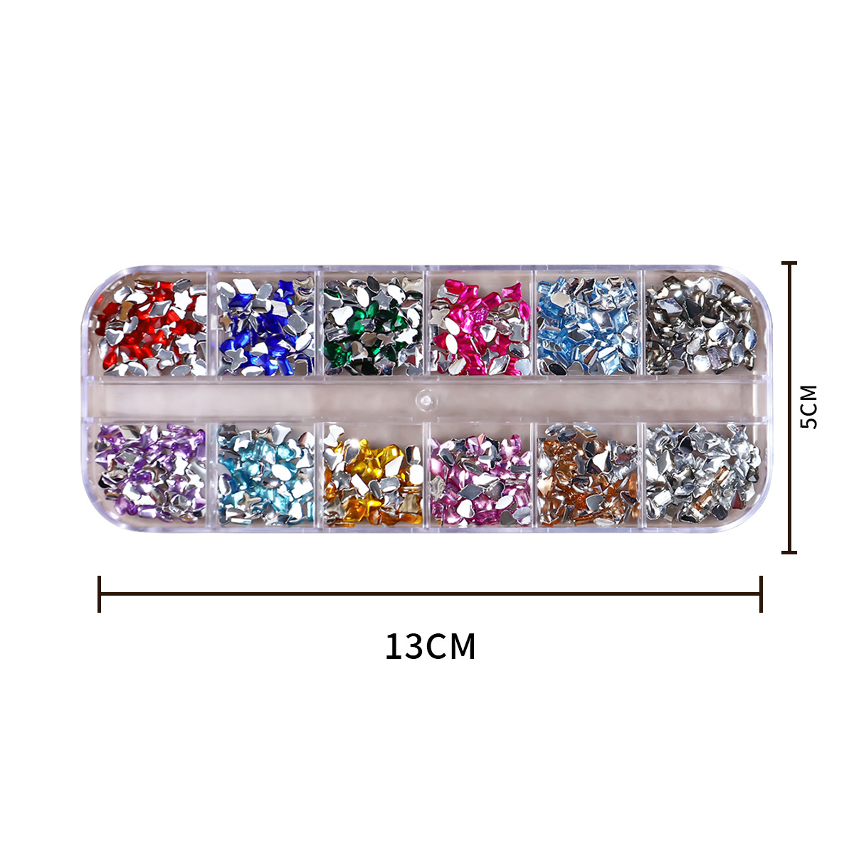 Mini joyas de manicura plano flash pequeño ojo de caballo pegatina irregular polvo transparente taladro de uñas de forma especial de champán