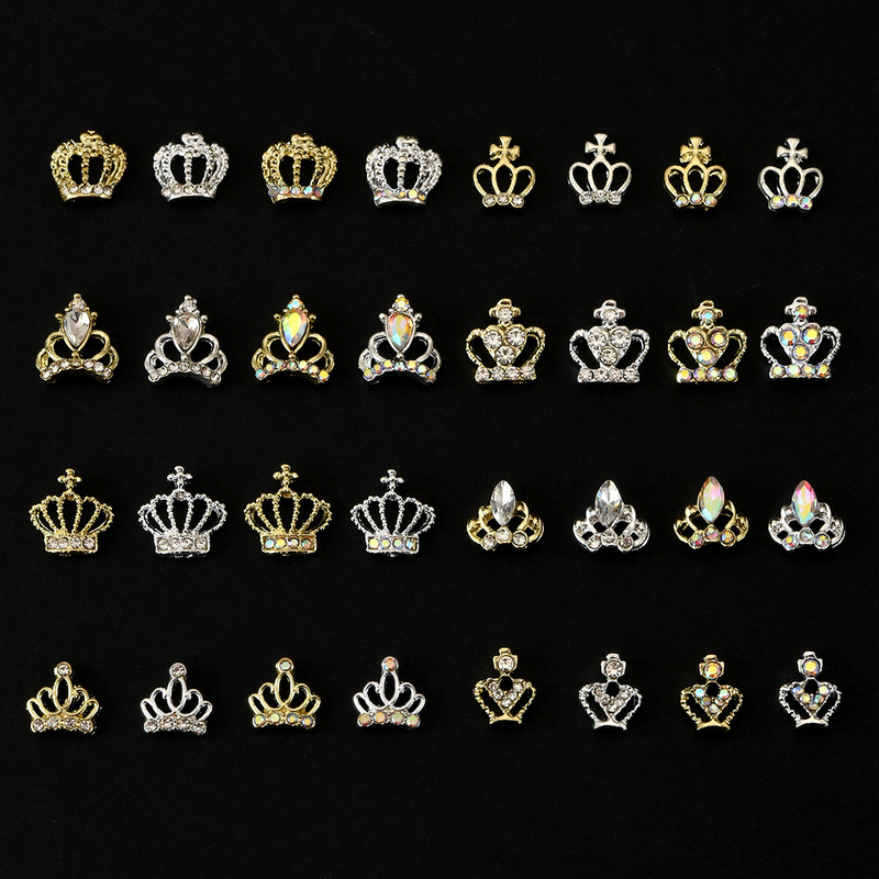 Princess Crown Alloy Nail Art Jewelry Ice Transparent Diamond High-End Nail Decoration Cross-Border Three-Dimensional Noble Jewelry
