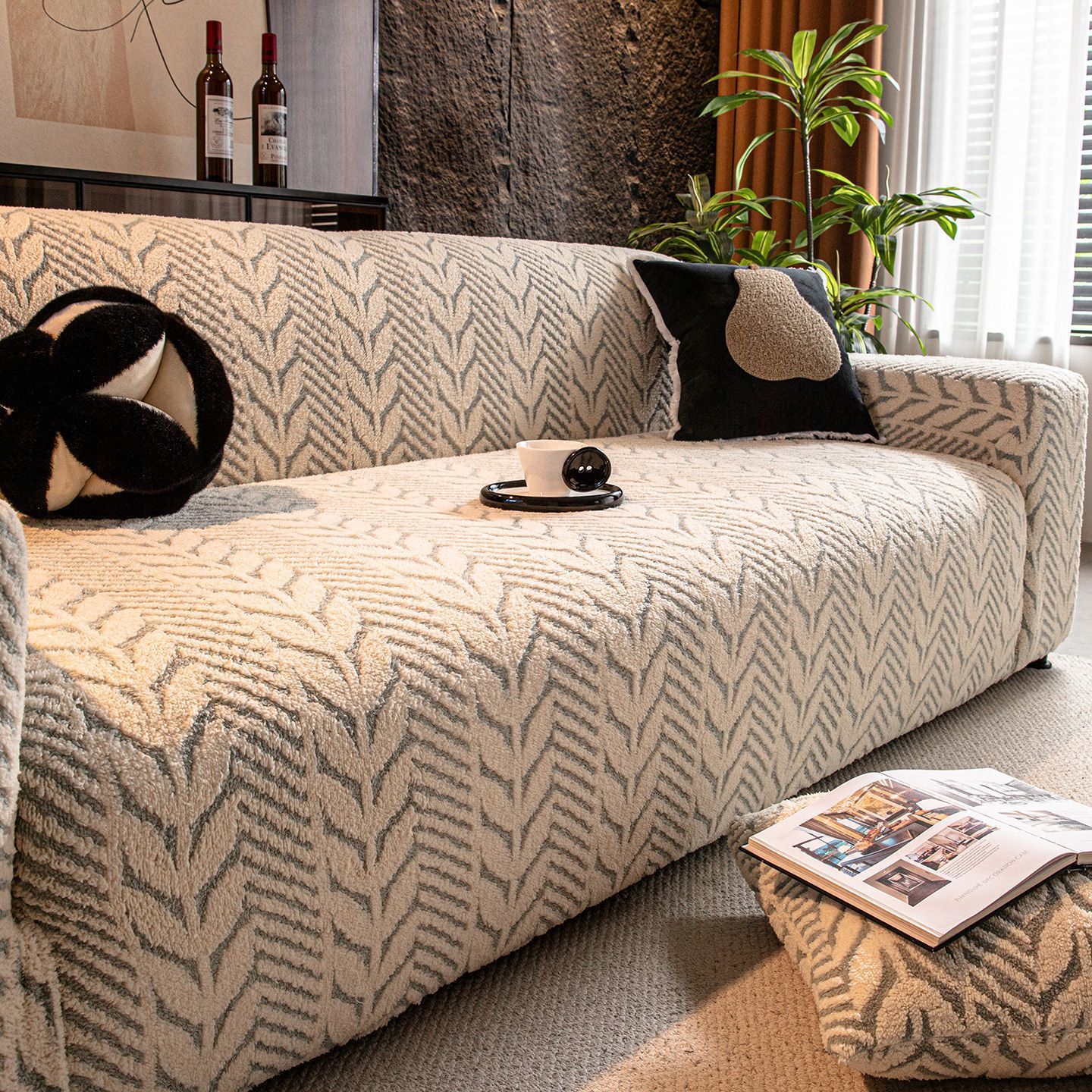 Jacquard de algodón cómodo sofá cubierta 2025 nuevo otoño invierno anti-gato agarra todo incluido cuatro estaciones cubierta protectora elástica universal