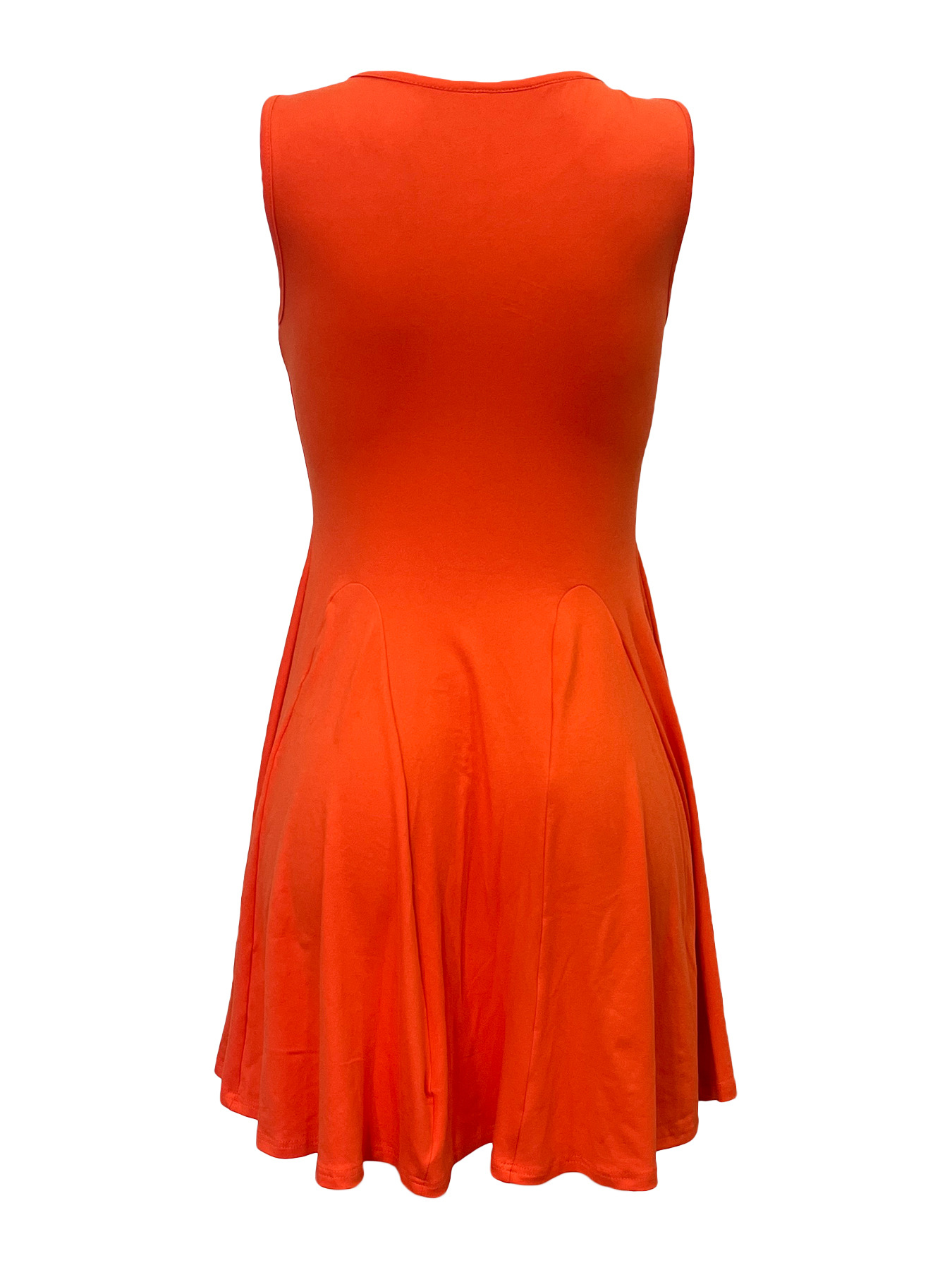 Women Clothing for Spring Summer Solid Color Round Neck Sleeveless Pocket Mini Dress