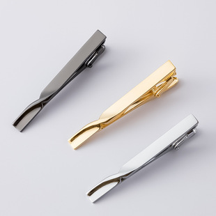 Spot High-Quality Electroplated Gold and Silver Twisted Tie Clips, Hot-Selling Men's Tie Clips for Export, Wholesale