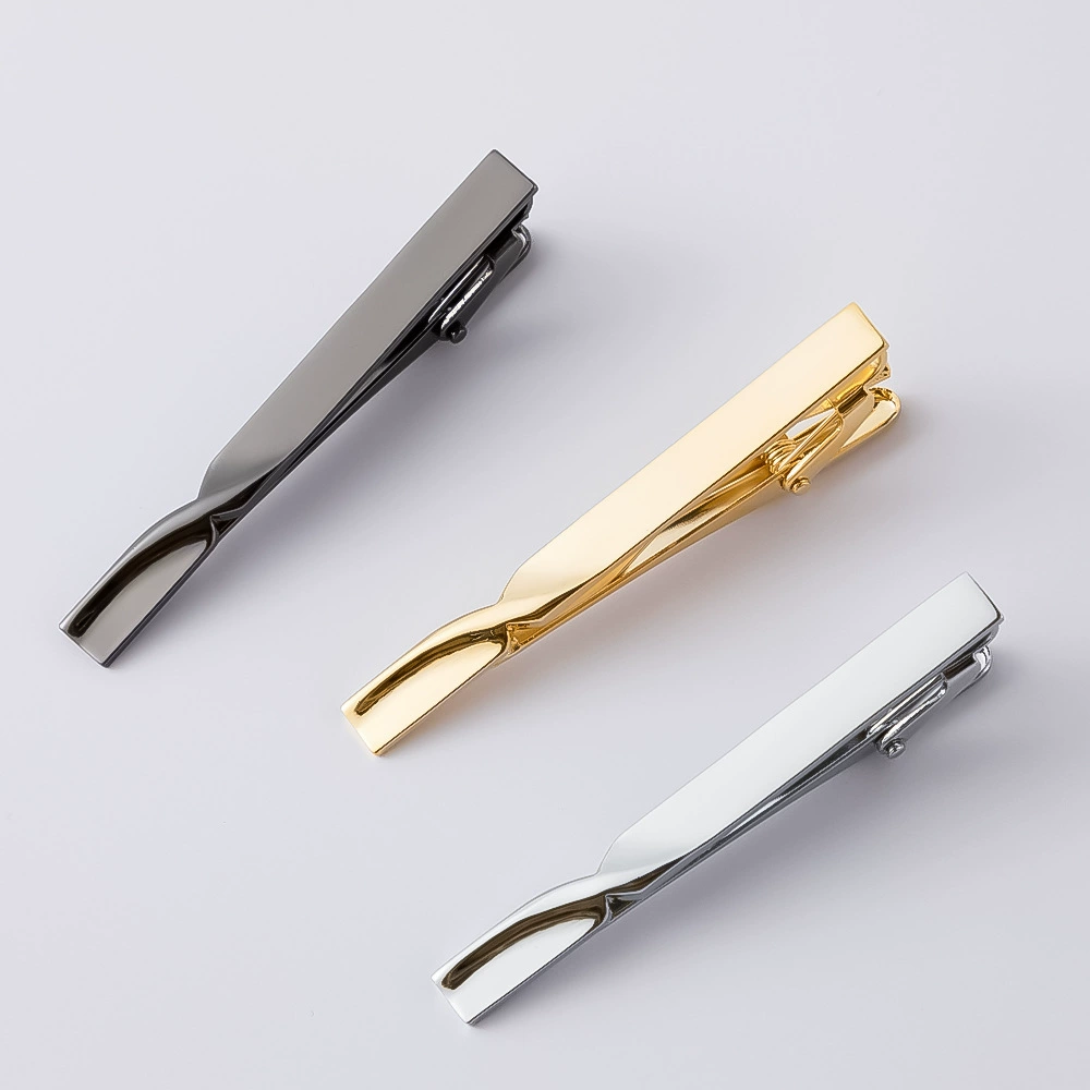 Высококачественные позолоченные и посеребренные скрученные зажимы для галстука, популярные мужские зажимы для галстука на экспорт, оптом.