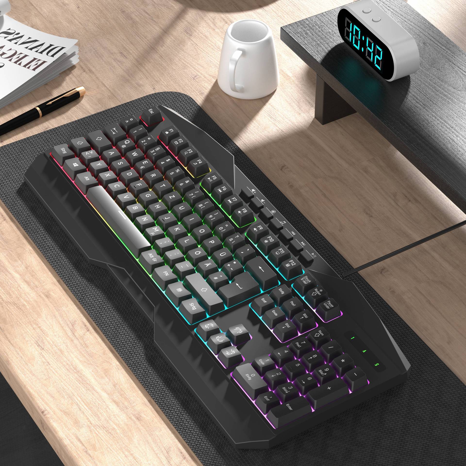 Cross-Border German Multi-Language Factory Direct Sales Gaming Keyboard USB Office Desktop Computer Business Portable