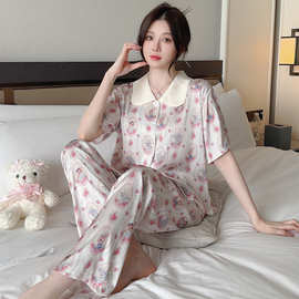 冰雪丝三件套卡通兔子透气休闲套装家居服