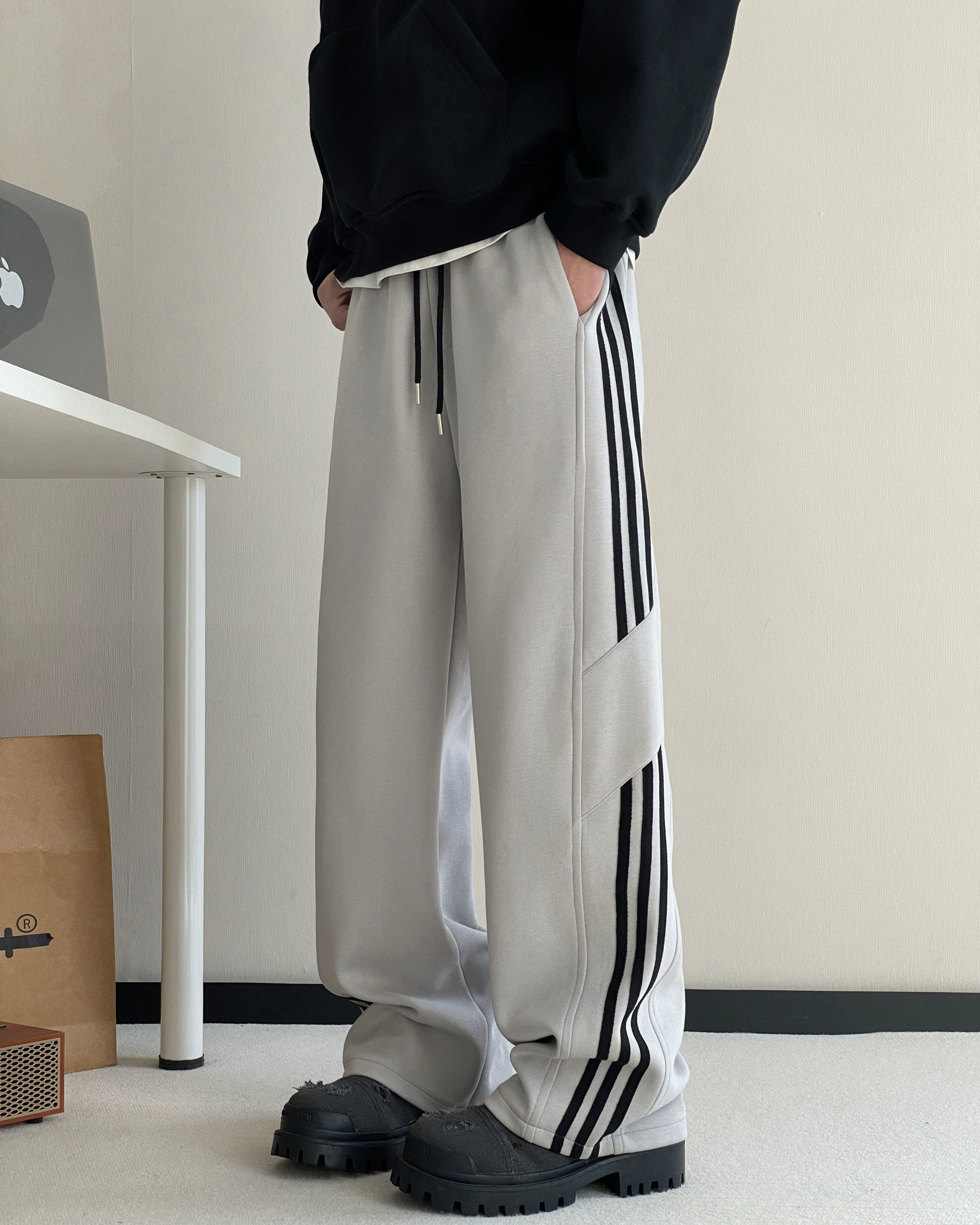 Теплые демисезонные брюки, американский стиль, oversize, увеличенная толщина, свободный прямой крой