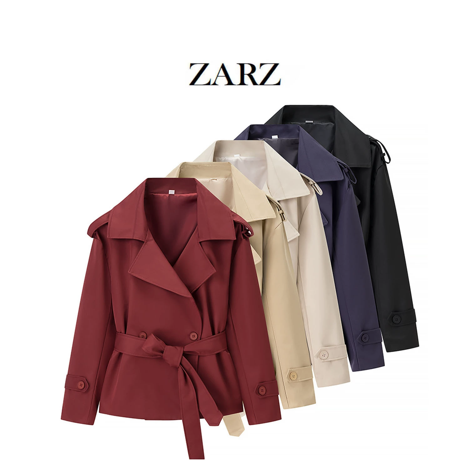 ZARZ домашняя новая женская одежда в европейском и американском стиле, модная повседневная универсальная короткая куртка с поясом чистого цвета