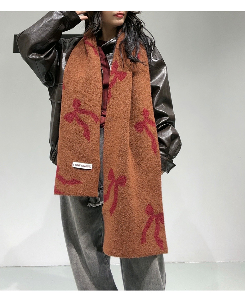 Mujeres Dulce Nudo De Lazo Lana Artificial Bufanda display picture 2