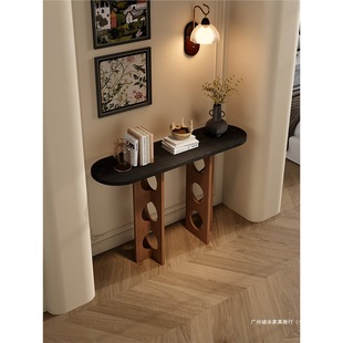 New Chinese Style Solid Wood Hollow Entrance Table Modern Simple Style Color Matching Entrance Cabinet Display Table End Table