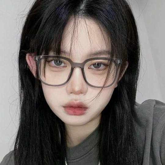 New Cyber Celebrity Black Frame Plain Glasses Women's Korean-style Fashionable Myopia Available with Anti-blue Light Radiation Flat Glasses for Men
