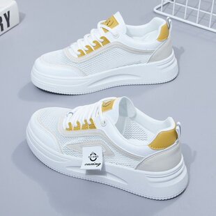 White Shoes 2025 Summer Mesh Shoes Mesh Breathable Thin Versatile Lightweight Spring and Summer Sports Korean Style Casual Sneakers for Women
