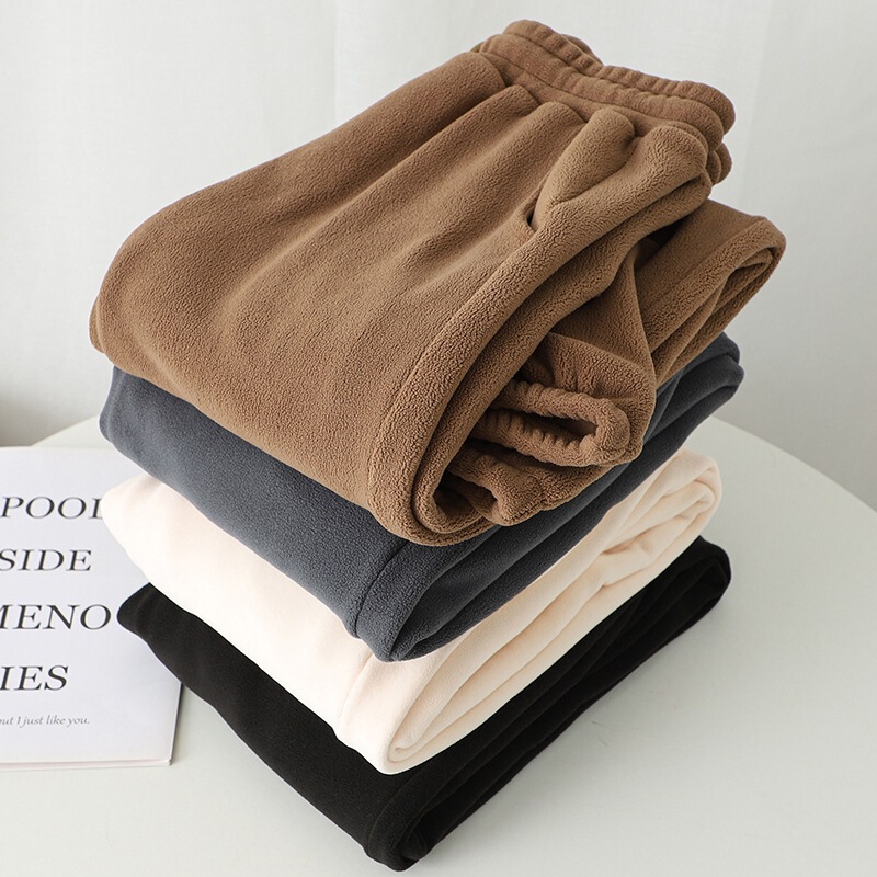 Real Shot of Warm and Soft Fleece Cuffed Sweatpants 2025 Autumn and Winter New Style Fleece-Lined and Thickeneded Sports Casual Pants for Women