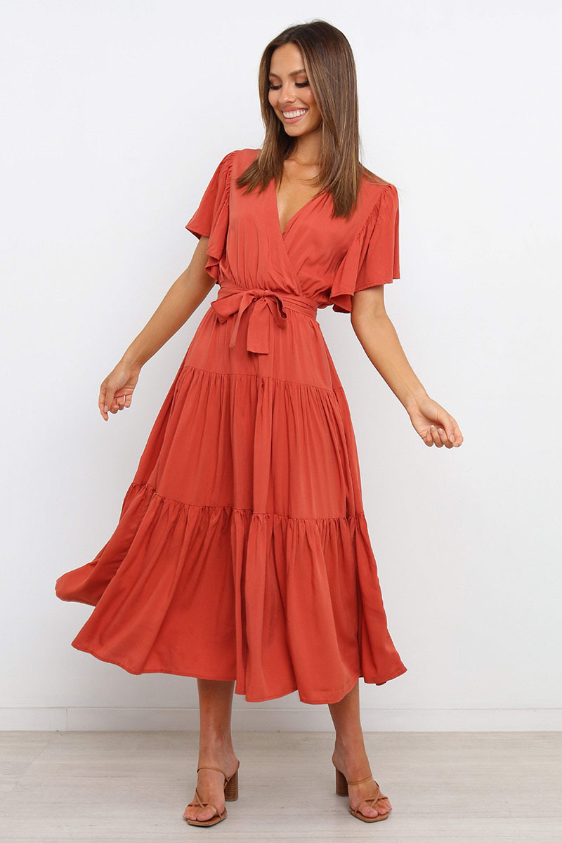 269g Weight Midi Dress Dress Length Type Short Sleeve Sleeve Length Princess Dress Dresses Type Regular Sleeve Sleeve Type Cotton, Polyester Fabric Type Mid Waist Waist Line Holiday, Daily, Selfie Occasion V Neck Neckline Regular Fit Fit Type Solid Color Pattern Summer Season Women's Gender Casual, Elegant, Streetwear Style Wholesale Women's Casual Elegant Streetwear Solid Color Holiday Daily Selfie V Neck Short Sleeve Princess Dress 21