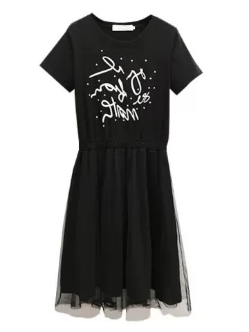 Plus-size summer hip-hiding maxi skirt, slimming, middle-length, mesh lace dress, stylish, youthful, printed top dress for women