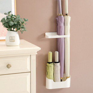 Umbrella Storage Rack for Home and Commercial Use, Entryway Umbrella Holder, Door-Mounted Umbrella Draining Rack, Japanese-Style Wall-Mounted Storage Rack