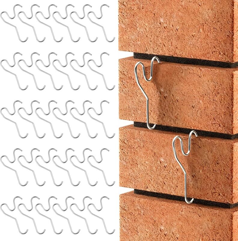 Stainless Steel Brick Hooks Wall Clips Hanging Christmas Wreath Hooks for Courtyard