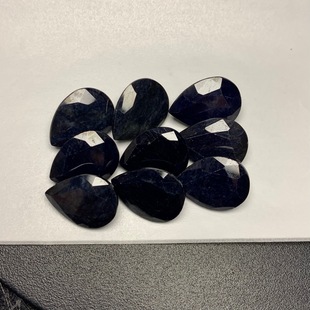 Factory wholesale natural black sapphire pear-shaped 12*16mm bare stone semi-precious stone ring jewelry accessories jewelry inlay