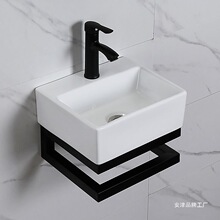 挂墙式洗手盆家用小户型简易陶瓷洗脸盆阳台洗漱池不锈钢支架防水