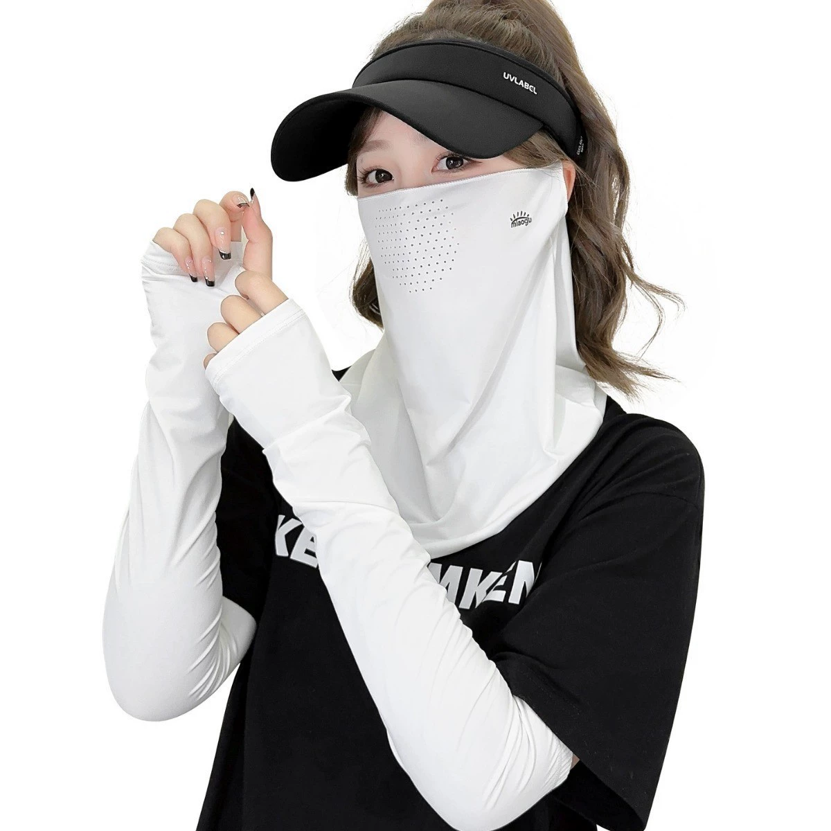 Маска из ледяного шелка для мужчин и женщин, полная защита от ультрафиолета, защита лица, шеи, накидка, маска, вуаль, быстросохнущий солнцезащитный козырек