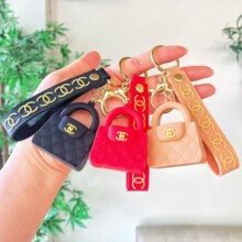 外贸爆款双C奈儿包包大牌钥匙扣提包老花钥匙挂件汽车钥匙链挂饰