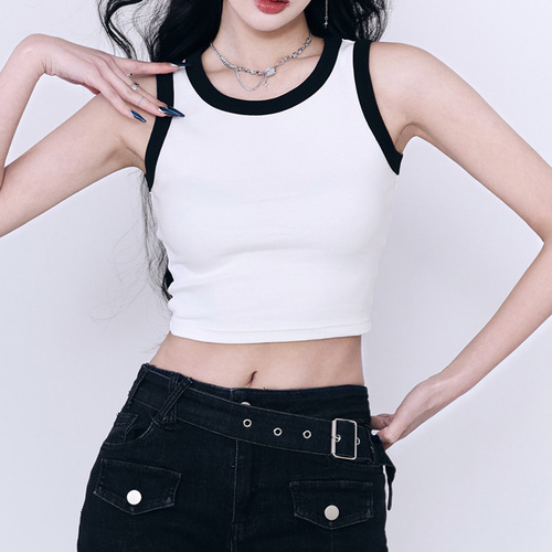 Contrast color yoga vest for women, sexy beautiful back on the outside, sports suspenders on the inside, bottoming tube top, fitness vest