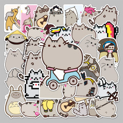 50張動漫胖吉貓卡通動物貓咪塗鴉行李箱拉杆箱汽車貼紙防水冰箱貼