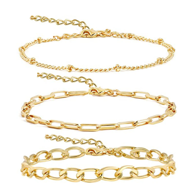 2 pezzi Ho che vendono bracciale con perline in oro genuino placcato in rame 14K, catena da donna color reenion_voghion.com