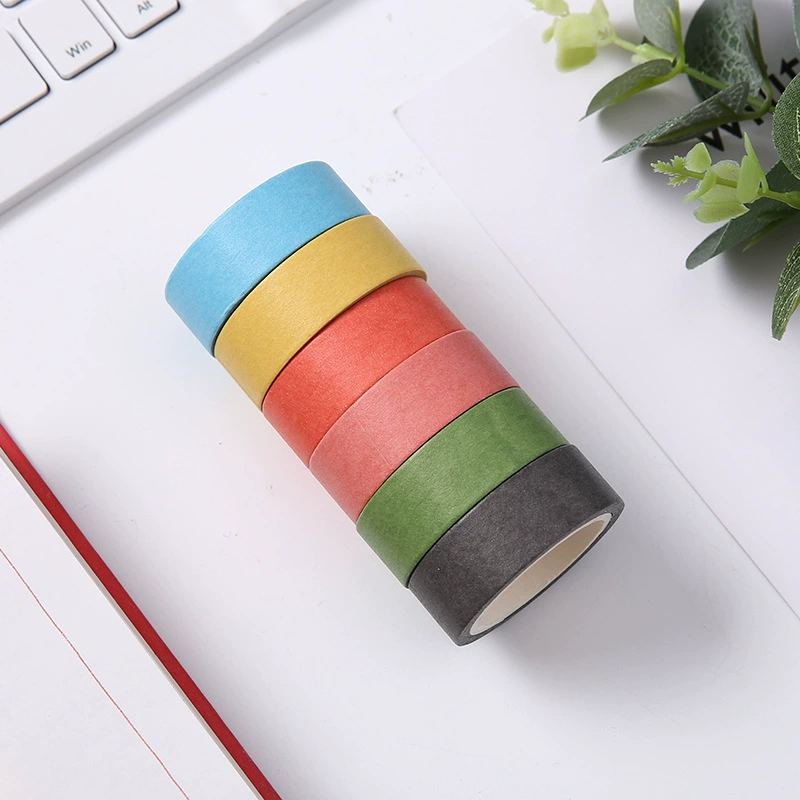 Girl Xiaolin, cute solid color checkered color single macaron and paper tape basic handbook sticker material