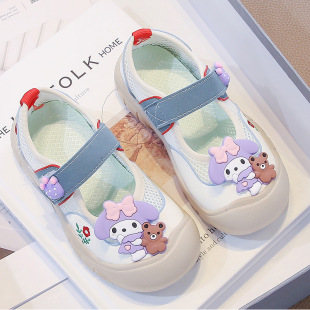 My Melody Girls' Canvas Shoes Spring and Autumn Single Shoes Children's 2025 Soft-Soled Sneakers for Older Children with Velcro Trendy Children's Shoes