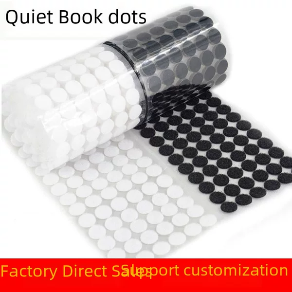 Kindergarten polka dot quiet book hook and loop double-sided strong viscose self-adhesive round adhesive hook and loop wholesale