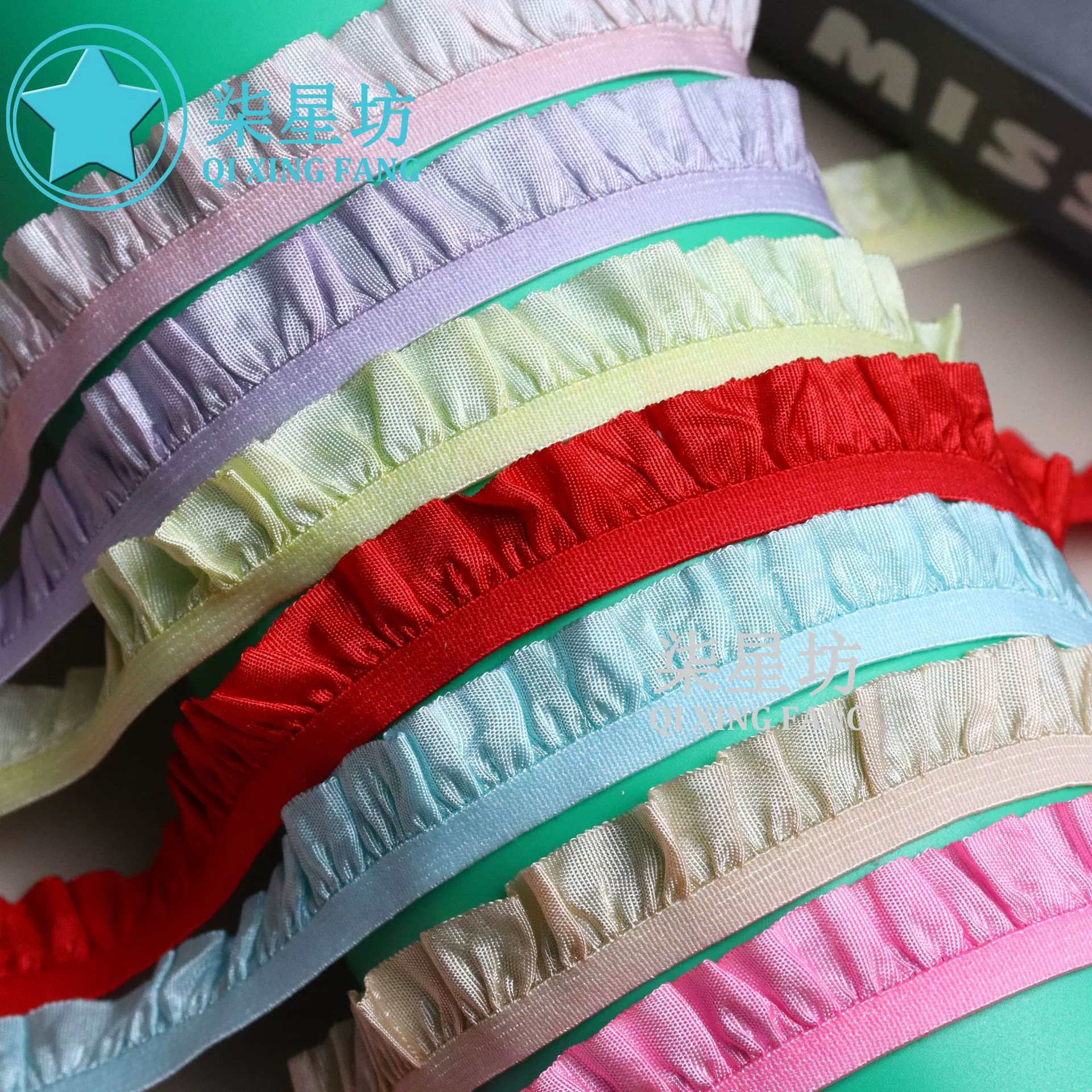 Цветной 1.5CM односторонний грибок эластичная лента с кружевной тканью